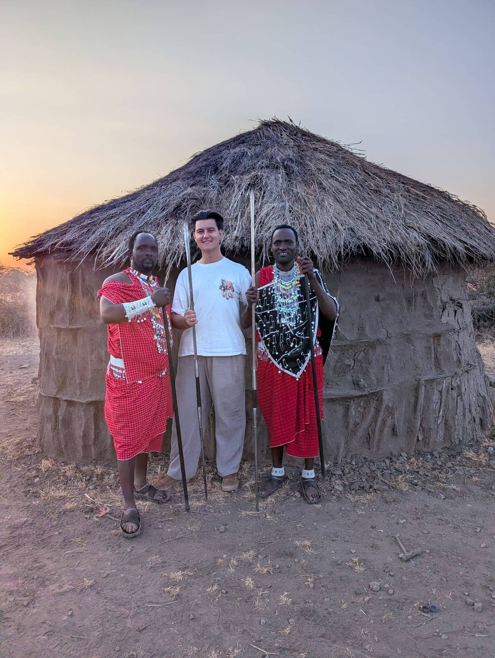 Serengeti Budget Safari guest visiting a Maasai village